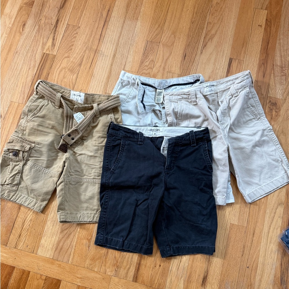 Bundle Abercrombie & Fitch boys Cargo Shorts - Navy , Tan, Cream
